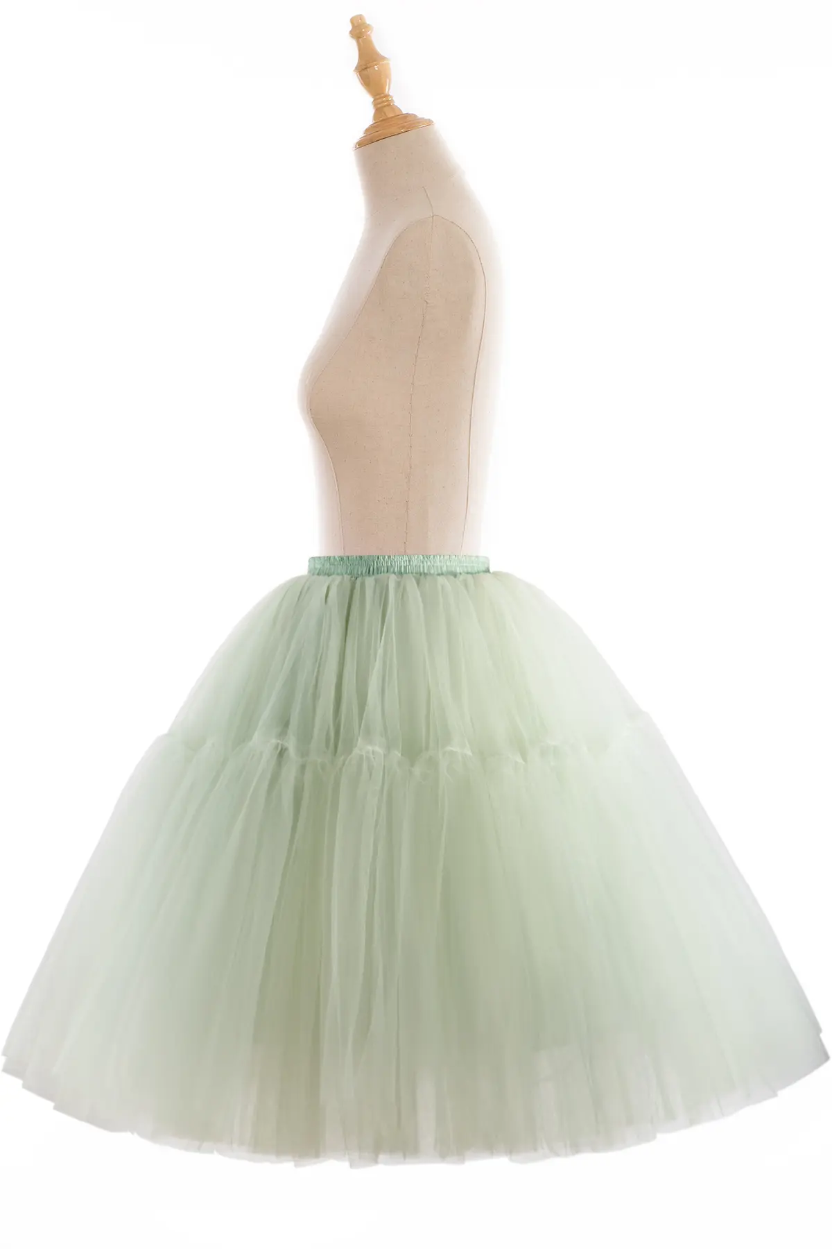 MisShow 6 Layer Tulle Tutu Skirts Fluffy Mesh Elastic Waist Petticoat Knee-Length Pleated Skirt Halloween Ball Gowns Underskirts