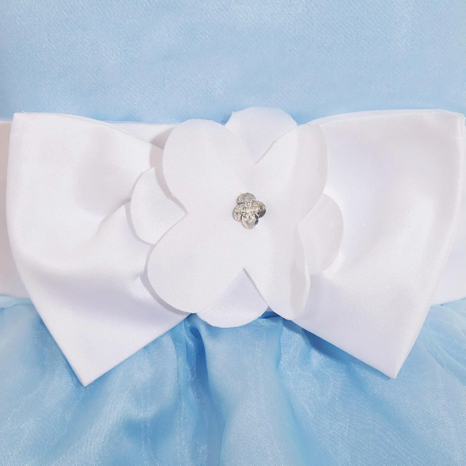 Baby Blue Tulle Lace Flower Girl Dress Cute Satin Bow Sequin Beaded Appliques Wedding Party Ball Gown Toddler Birthday For Bride