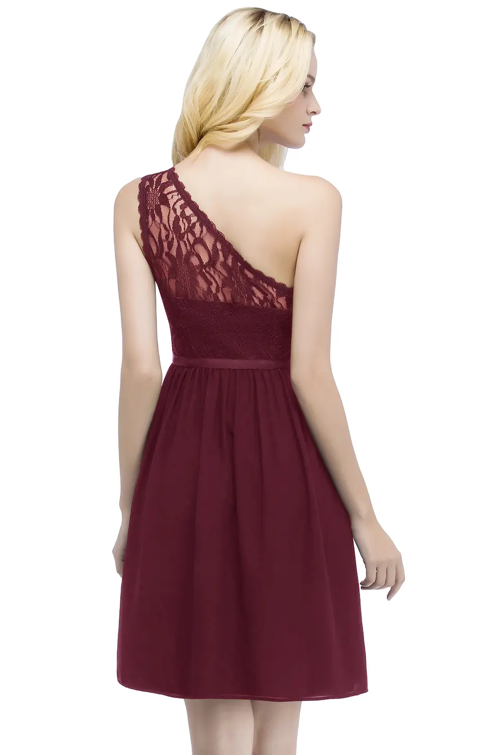 One Shoulder Chiffon Lace Evening Dresses Short A Line Above Knee Summer Casual Elegant Formal Party Prom Gown For Bride Vestido
