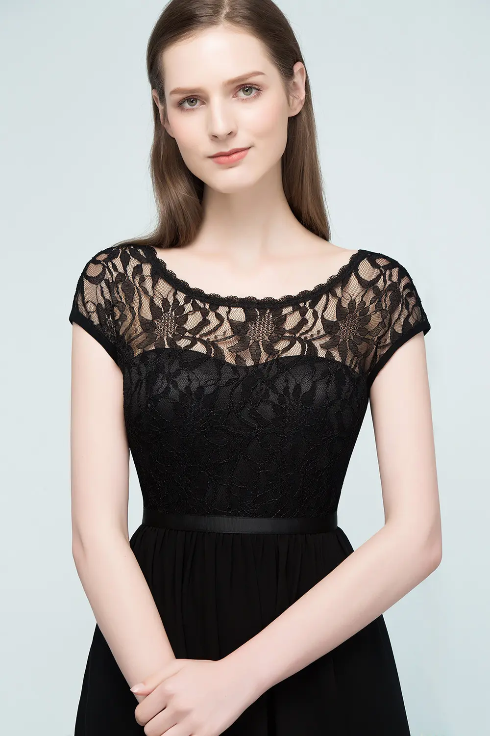Lace Chiffon Evening Dresses Above Knee With Sashes Mini Wedding Summer Casual Formal Evening Party Prom Gowns Robe De Cocktail