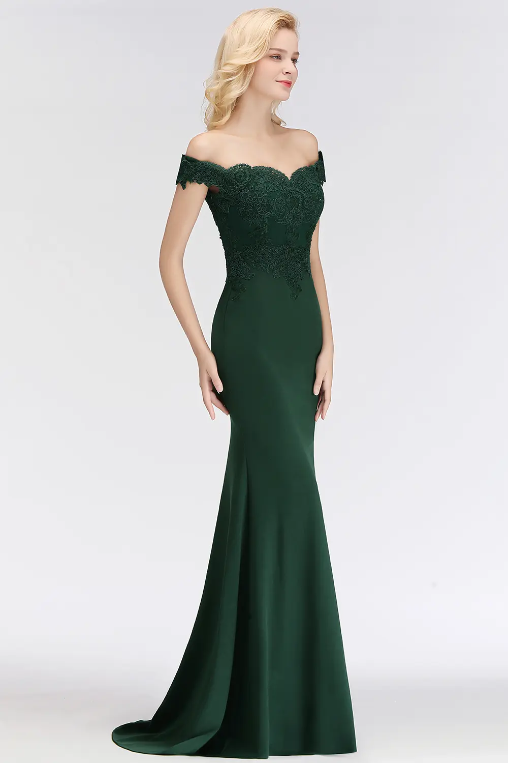 MisShow Sexy Off Shoulder Evening Dresses Women's Elegant Lace Appliques Backless Sheath Mermaid Dress Formal Party Long Gowns
