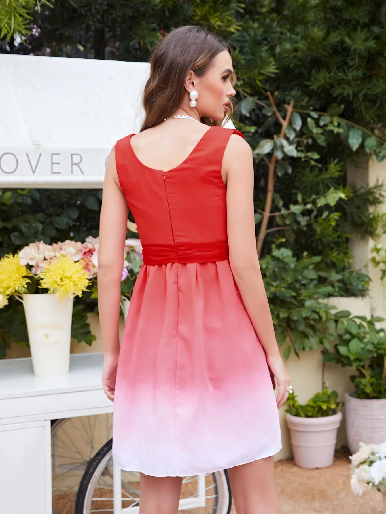 Gradient Red White Chiffon Tulle Cocktail Dresses Short Pleat Sexy Mini Formal Wedding Party Evening Prom Gown For Bride Vestido