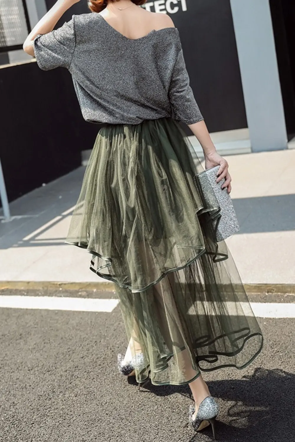 Fashion Rockabilly Tulle Skirt Tiered Tutu Skirts Women Lolita Petticoat Bridesmaids Sweet Party Ball Gown High Low Skirt Dress