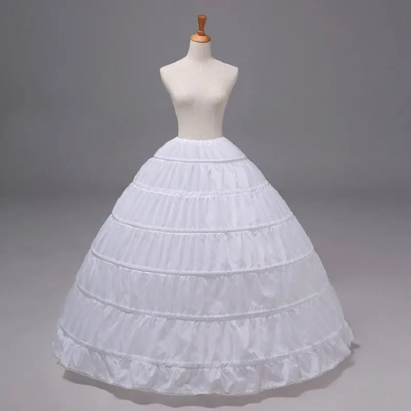 6 Hoop Wedding Dress Underskirt Petticoat Women White Black Ball Gown Fluffy Bride Long Skirt Crinoline For Quinceyears Dress