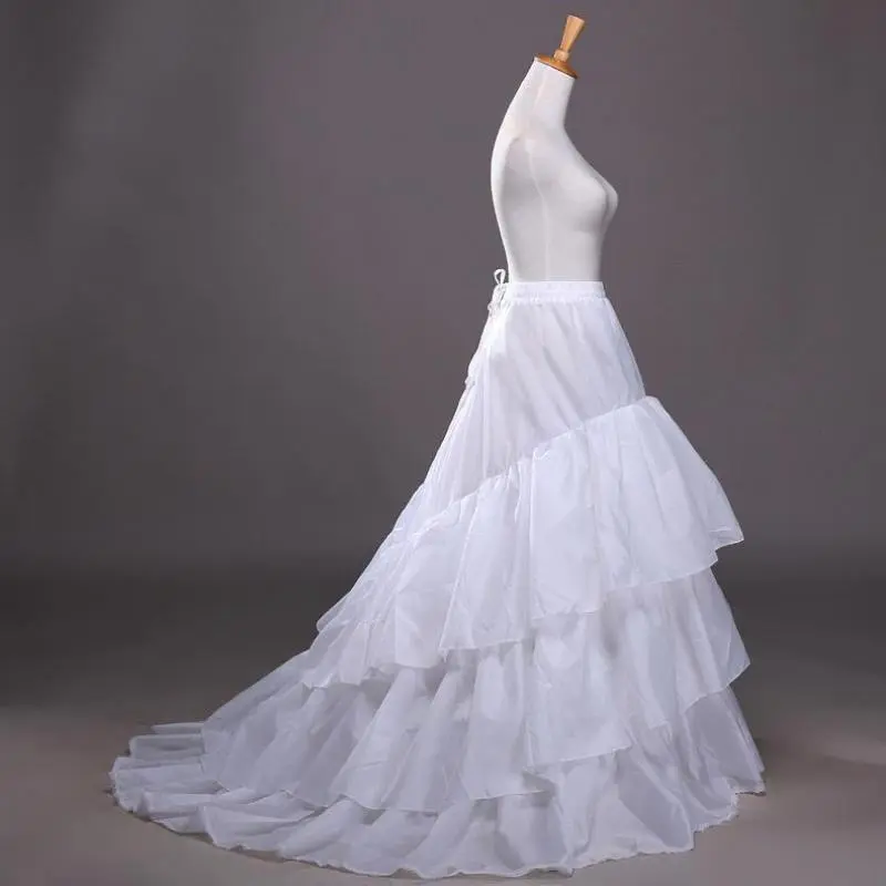 MisShow Mermaid Dress Petticoat White 3 Hoop Adjustable Elastic Waist Floor-Length Fishtail Crinoline Wedding Dresses Underskirt