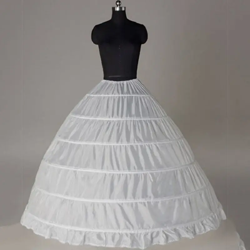 6 Hoop Wedding Dress Underskirt Petticoat Women White Black Ball Gown Fluffy Bride Long Skirt Crinoline For Quinceyears Dress