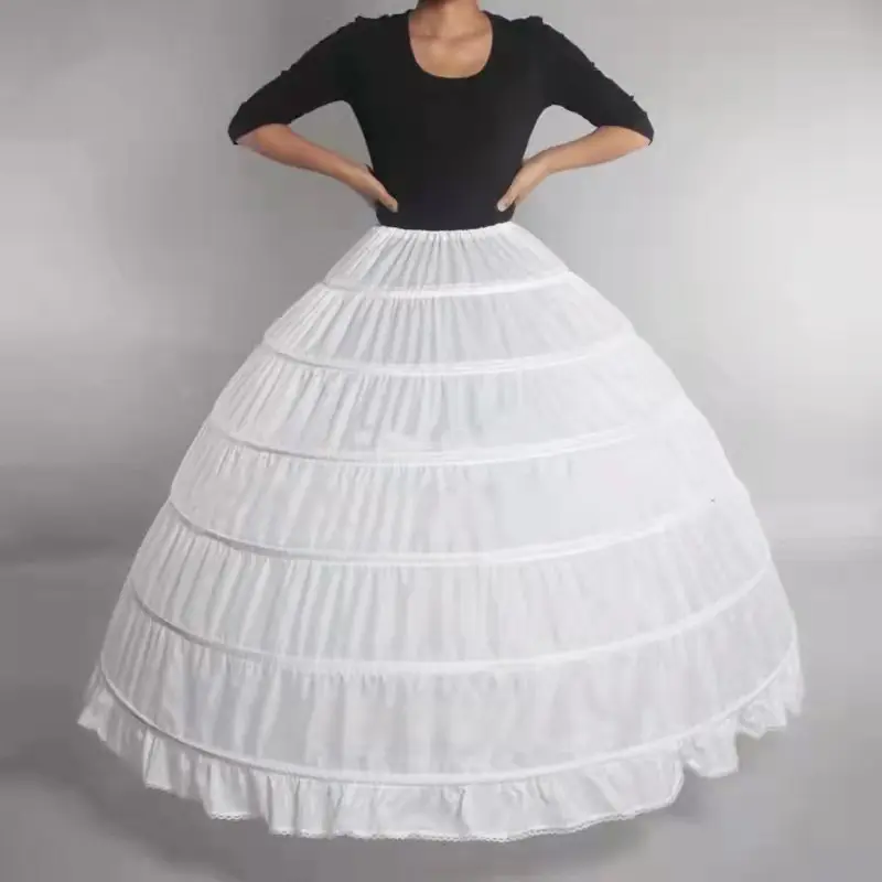 6 Hoop Wedding Dress Underskirt Petticoat Women White Black Ball Gown Fluffy Bride Long Skirt Crinoline For Quinceyears Dress