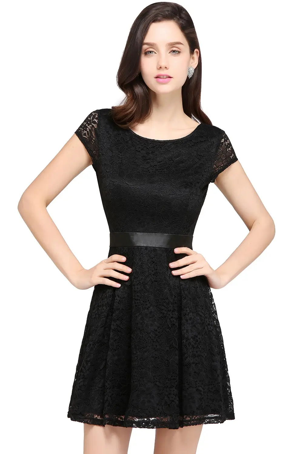 Misshow Short Sleeve Prom Party Dress For Women Sexy Round Collar Maxi Vestidso Backless Burgundy Evening Gown With Bow
