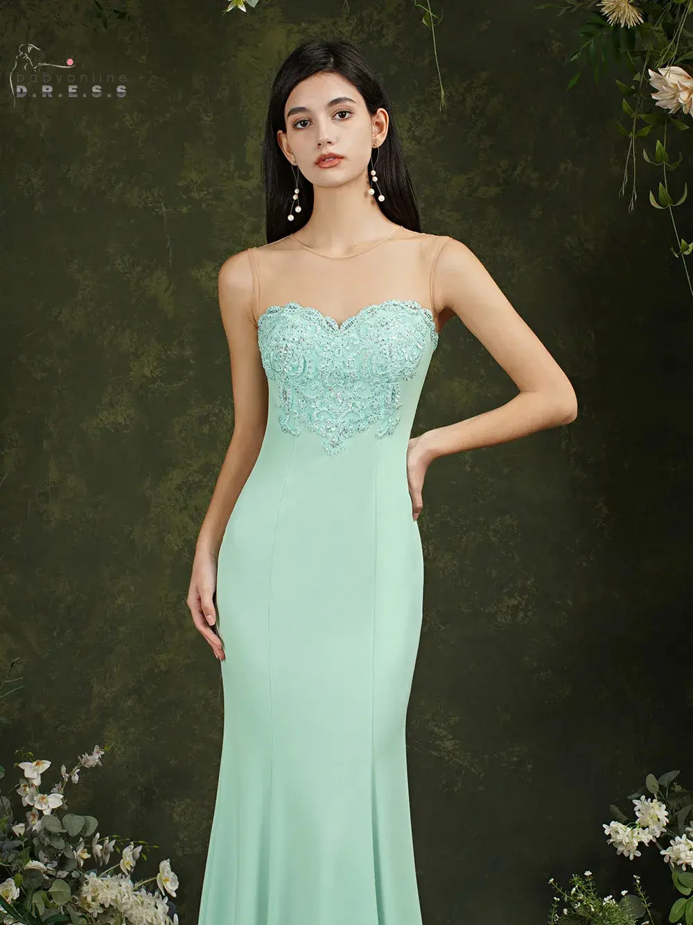 Long Mermaid Mint Green Bridesmaid Dresses 2025 Sweetheart Strapless Open Back Beaded Sequins Formal Wedding Party Gown Burgundy