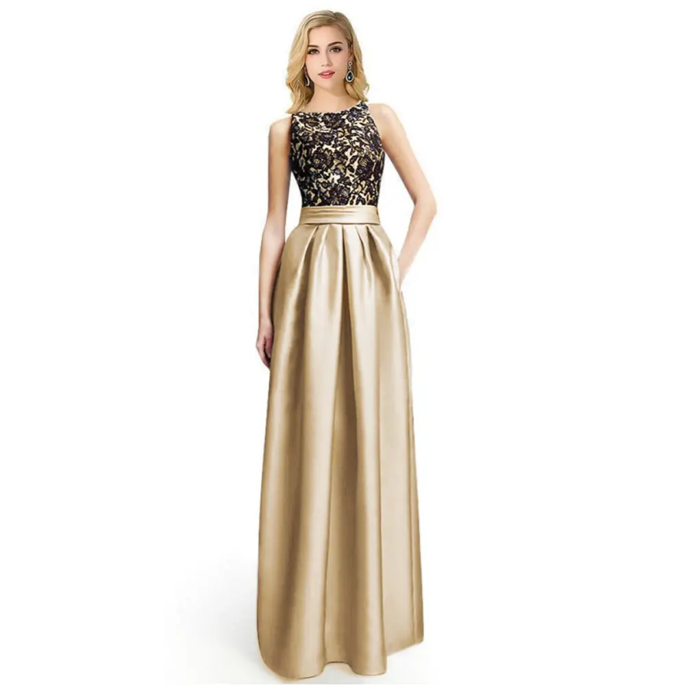 Silver Lace Long Bridesmaid Dresses Elegant Applique Sleeveless Wedding Formal Evening Party Guest Prom Gowns Robe De Soiree