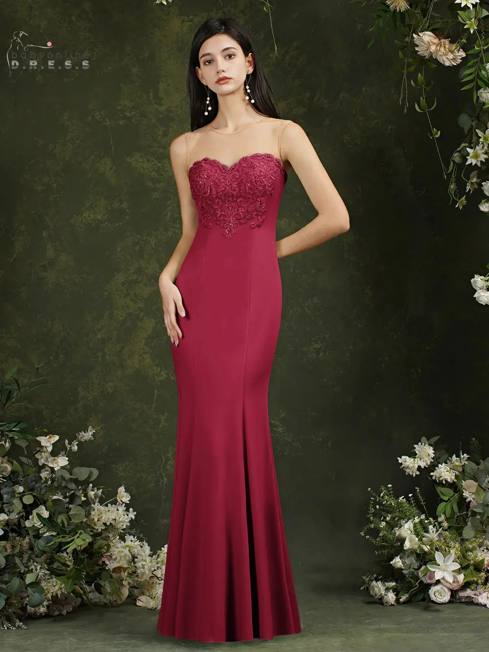 Long Mermaid Mint Green Bridesmaid Dresses 2025 Sweetheart Strapless Open Back Beaded Sequins Formal Wedding Party Gown Burgundy