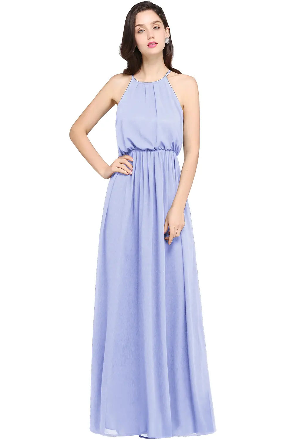 Burgundy Simple Chiffon Bridesmaid Dresses A-line Halter Sleeveless  Elegant Formal Wedding Party Gown robe de soirée de mariage