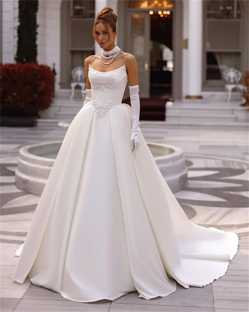 Luxurious Scoop Neckline Pleart Lace Applique Bridal Grown A Line Wedding Dresses Custom Made 2026 Rode De Morrie