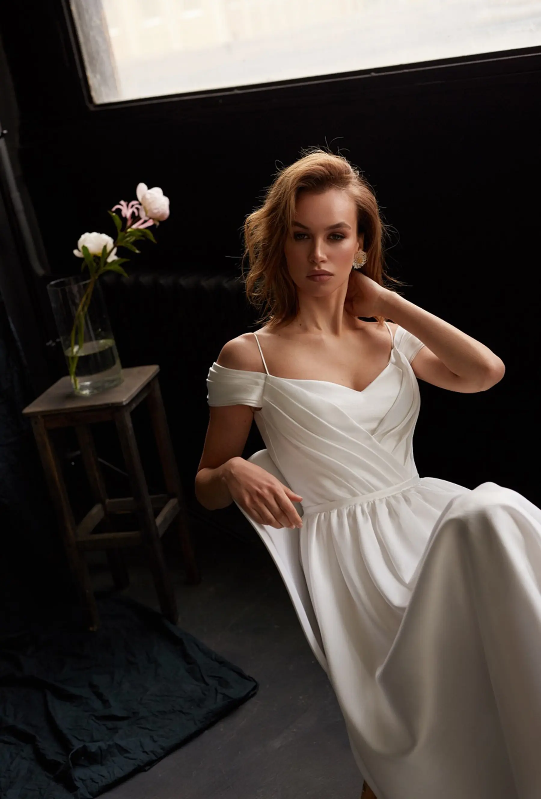 Simple Off The Shoulder Pleart Sweethart Tea Length Satin Brial Grown A Line Wedding Dresses Custom Made 2026 Vestido De Noival