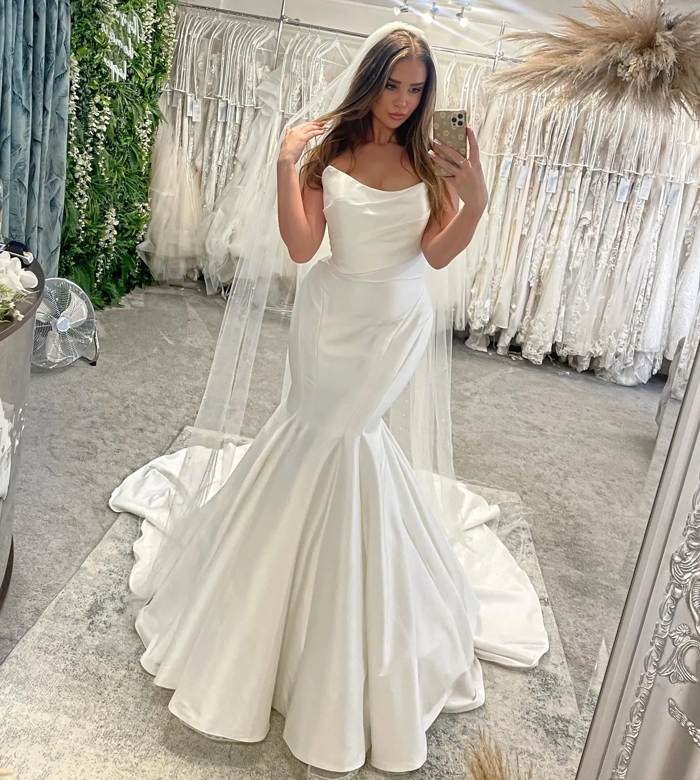 Elegant Two Straps Sweetheart Satin Mermaid Wedding Dresses Simple Princess Bridal Grown For Women
