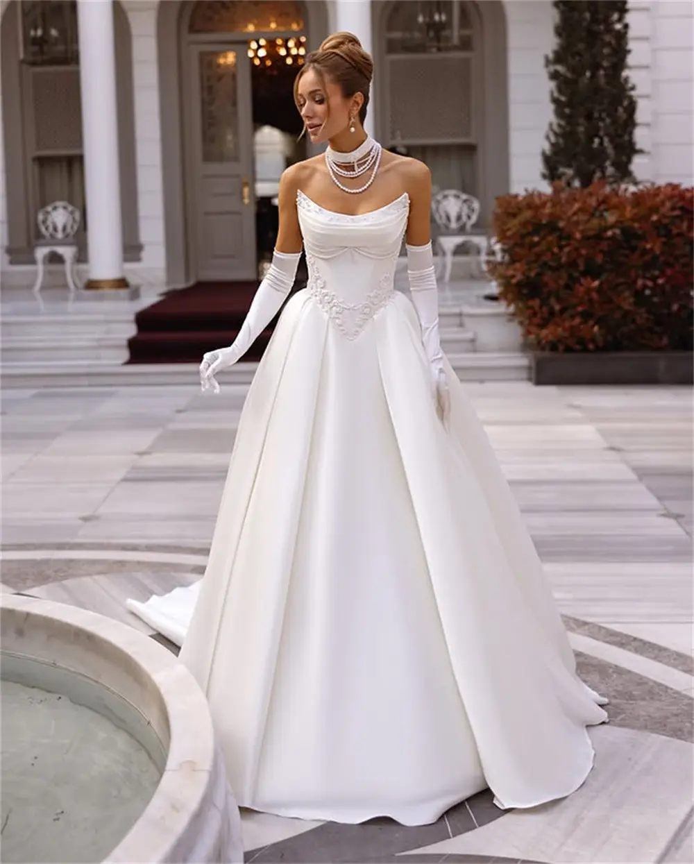 Luxurious Scoop Neckline Pleart Lace Applique Bridal Grown A Line Wedding Dresses Custom Made 2026 Rode De Morrie