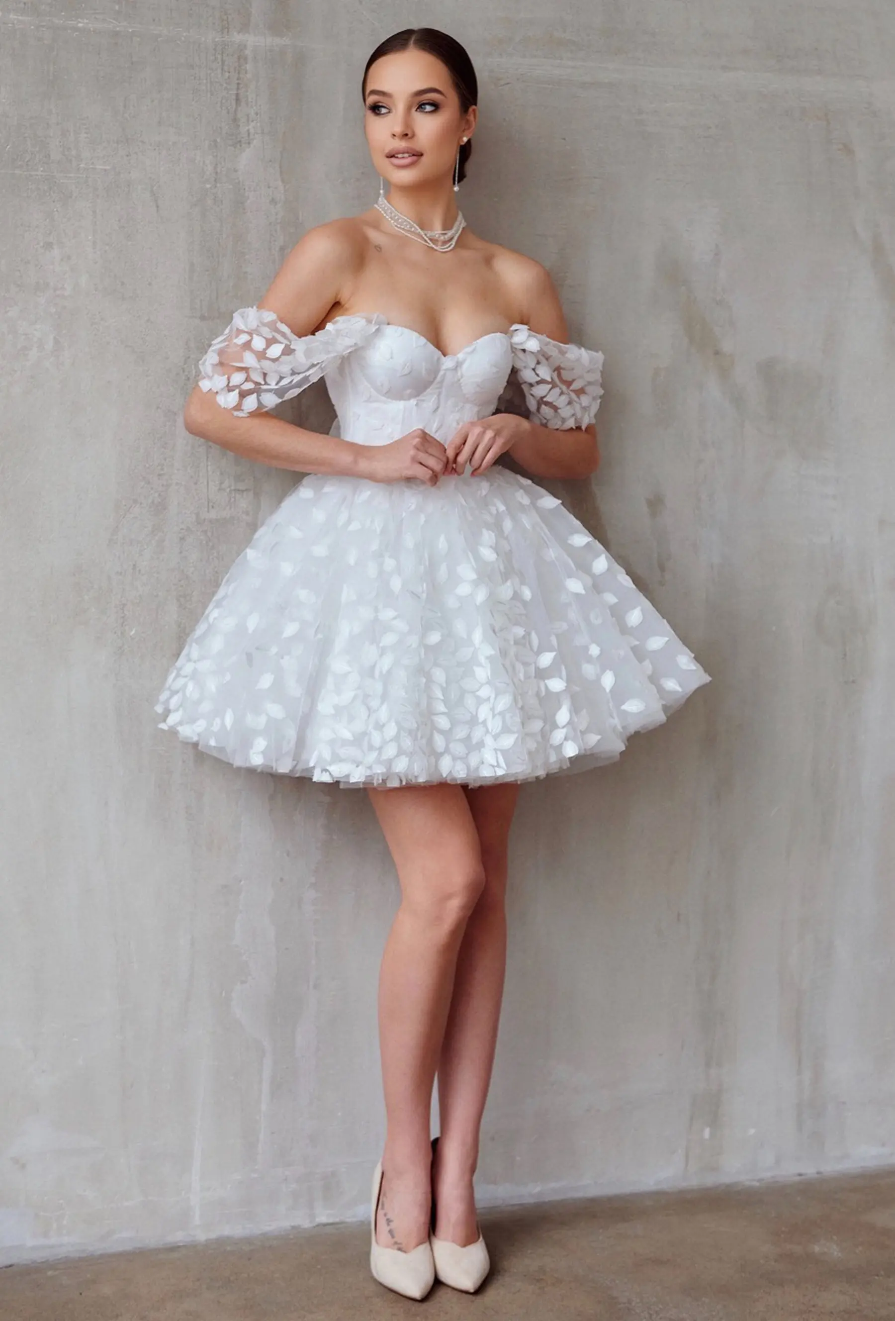 Charming Off The Shoulder Sweethart Short/Miniw Wedding Dresses Custom Made Bridal Grown 2026 Vestido De Noival