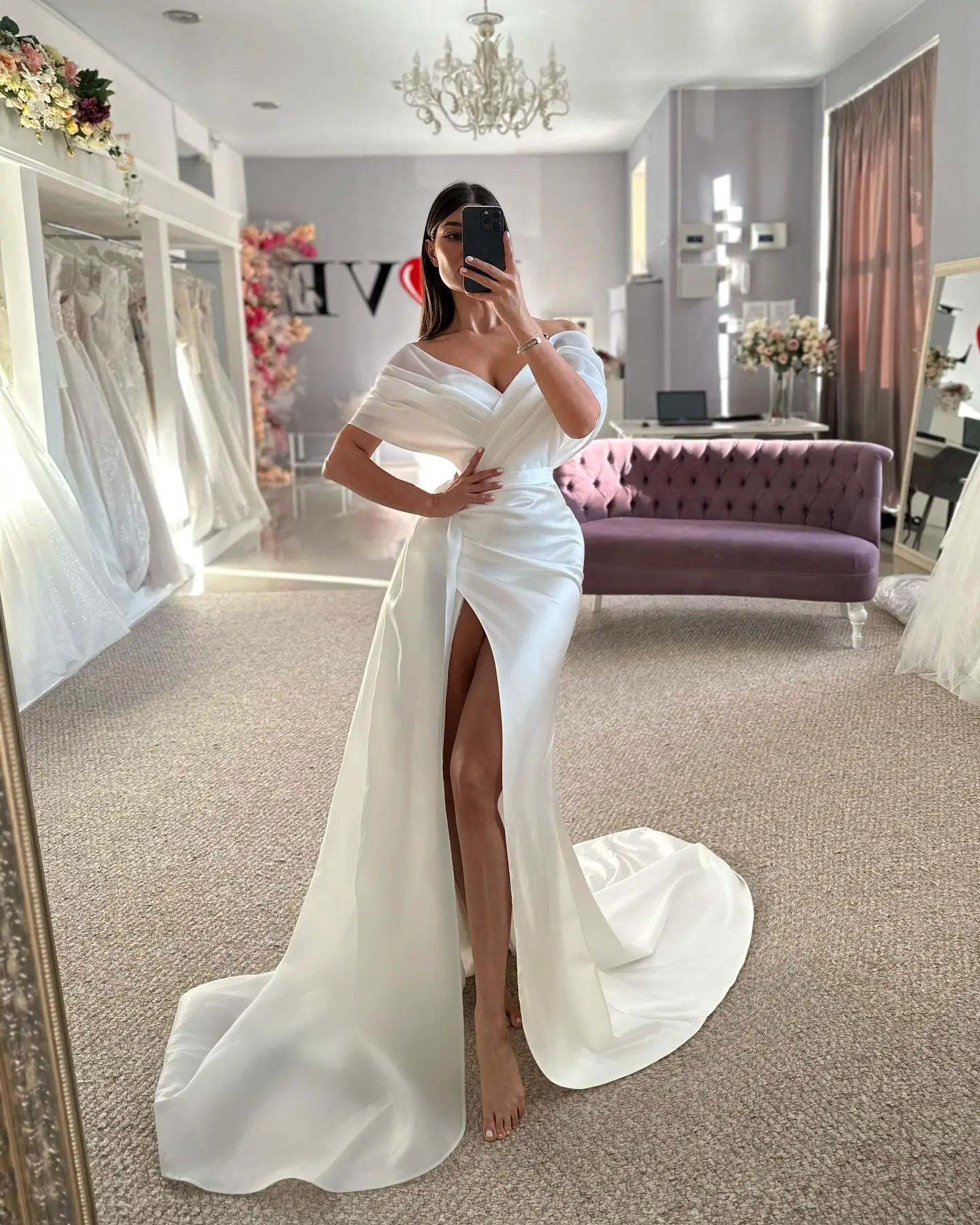 Sexy Off The Shoulder Sweetheart Sheath/Mermaid Wedding Dresses Side Slit Custom Made Formal Bridal Grown 2024 Vestido De Noival