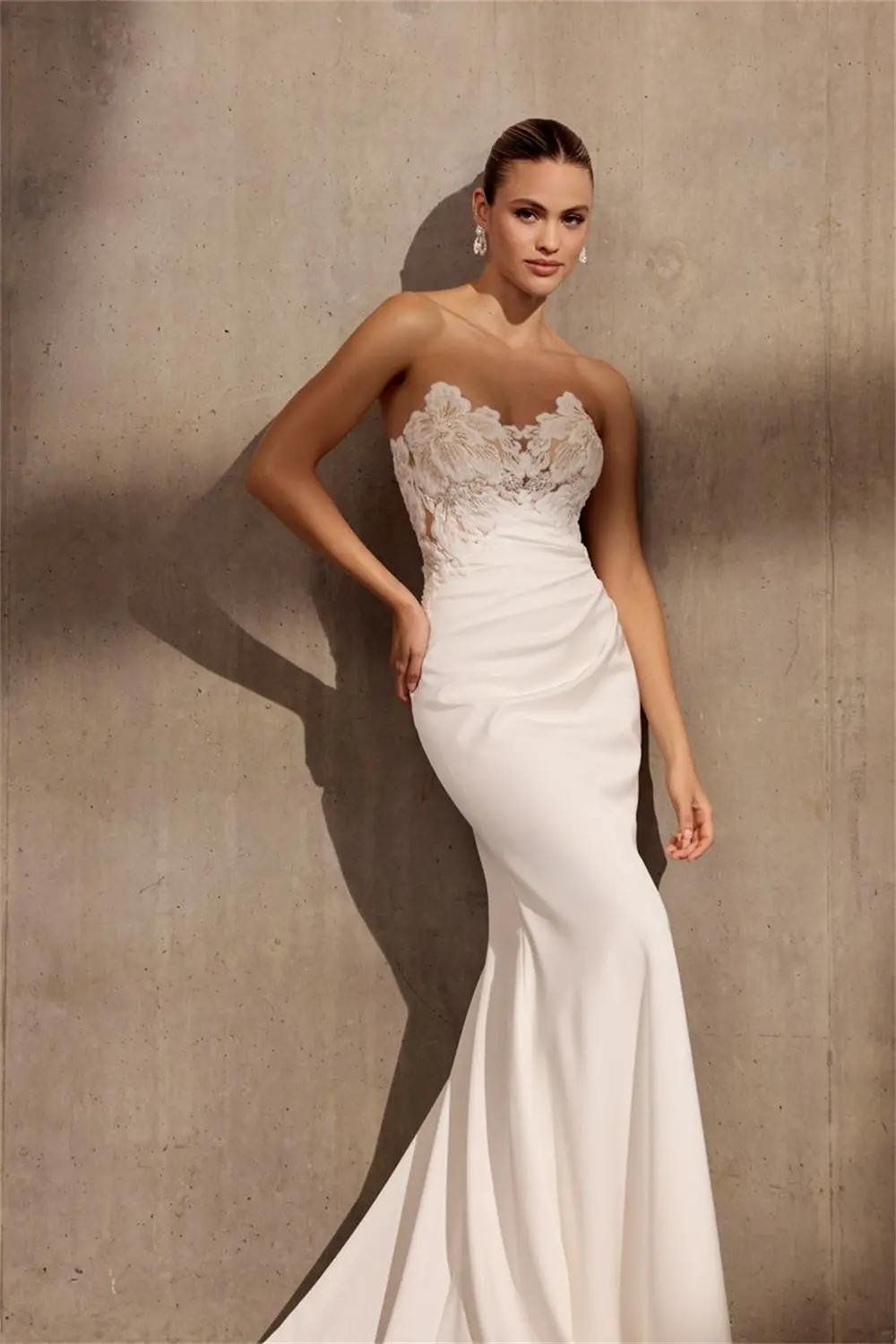 Charming Sweethart 3d Flower Lace Mermaid Wedding Dresses Sweep Train Custom Made 2025 Vestido De Noival