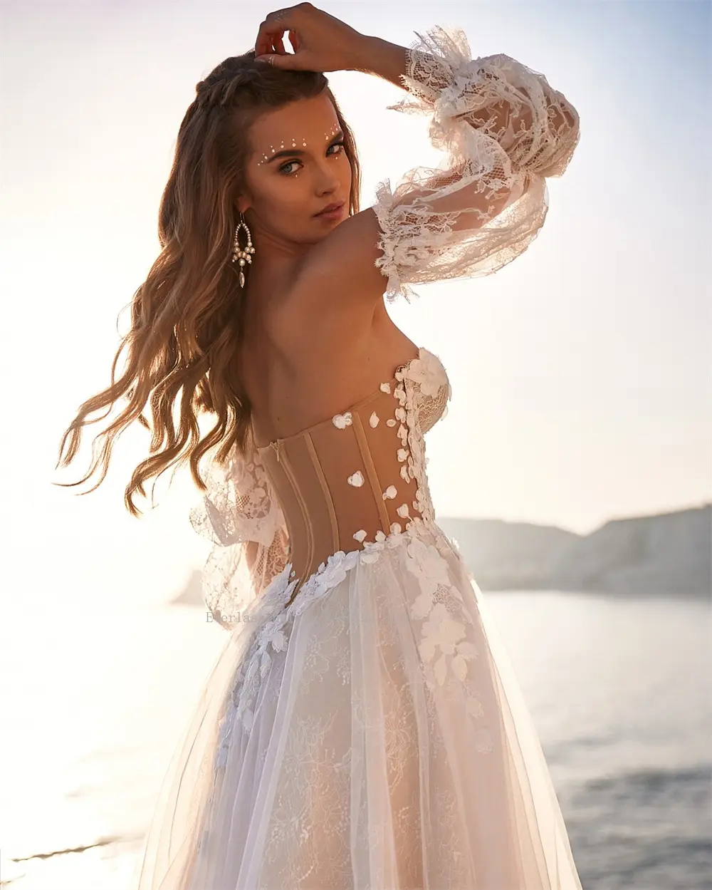 Charming Long Puff Sleeves Sweethart Lace Applique Bridao Grown A Line Wedding Dresses Custom made 2025 Rode De Morrie
