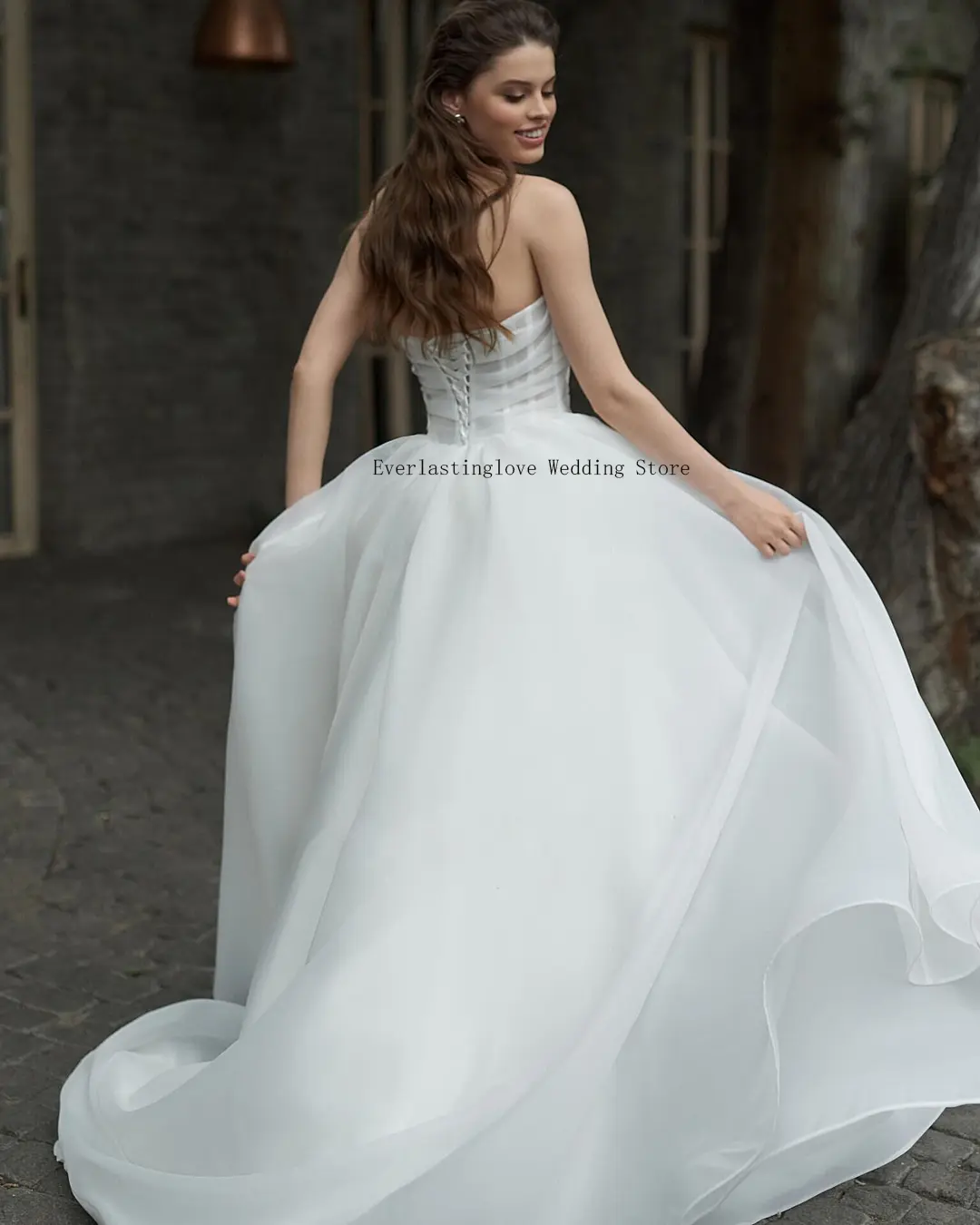 Popular Pleat Organza A Line Wedding Dresses Corset Back Bridal Grown 2026 Vestido De Noival