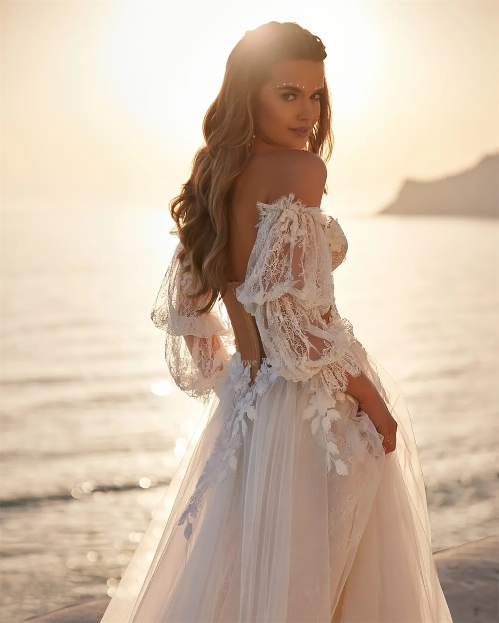 Charming Long Puff Sleeves Sweethart Lace Applique Bridao Grown A Line Wedding Dresses Custom made 2025 Rode De Morrie