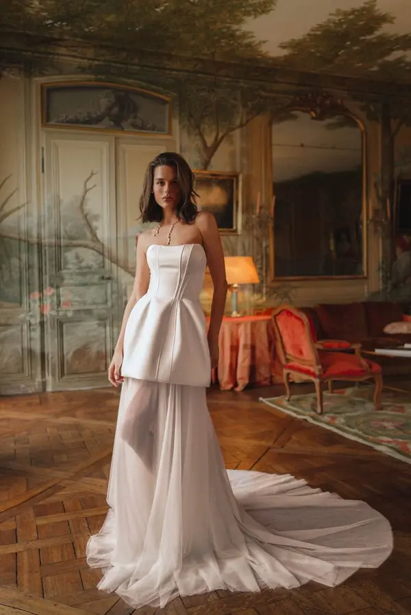 Elegant Satin Strapless Two Piece Wedding Dresses Custom Made Bridal Grown 2 In 1 2025 Vestido De Noival