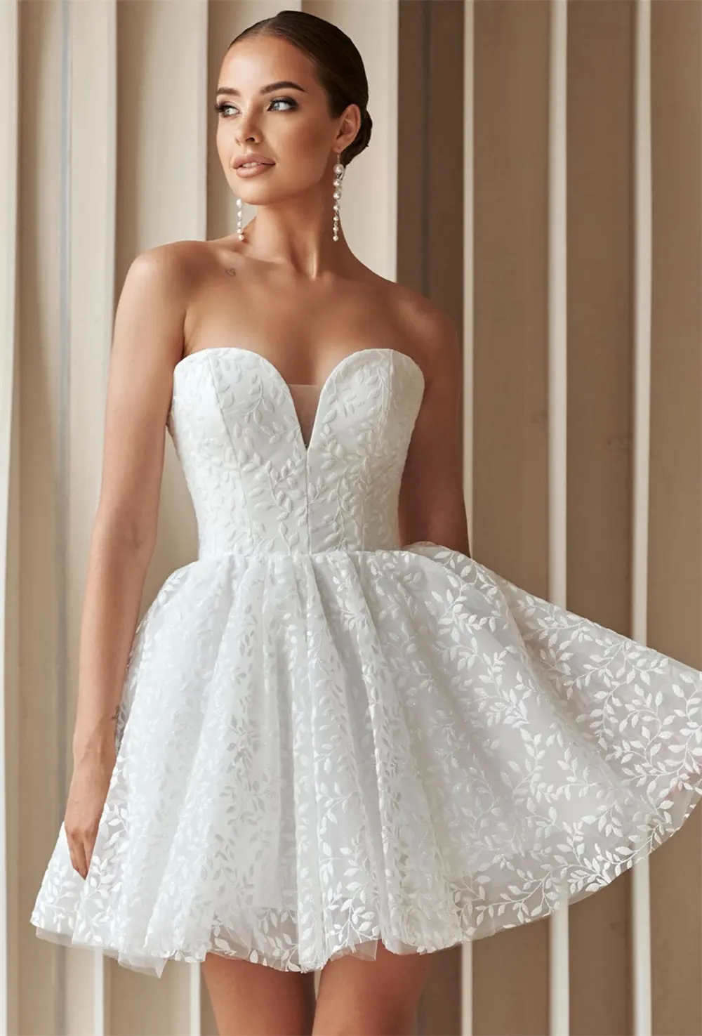 Modern V-ncek Full Lace Short/Mini Wedding Dresses Custom Made 2026 Vestido De Noival