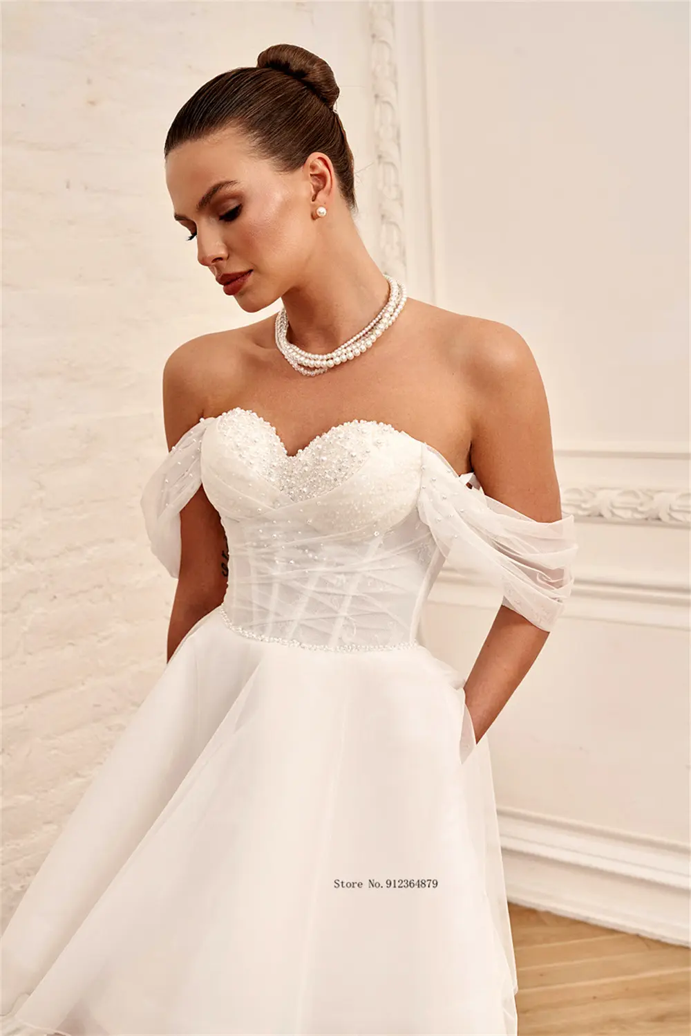 Elegant Off The Shoulder Beaded Pleart Short Wedding Dresses Custom Made Bridal Grown 2025 Rode De Morri
