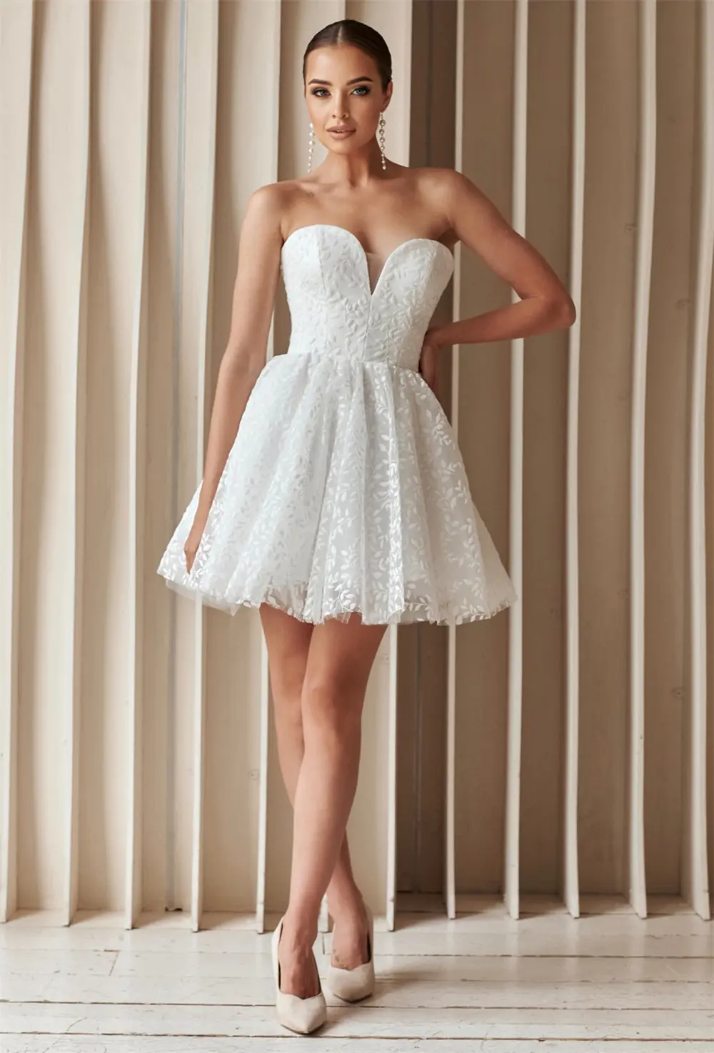 Modern V-ncek Full Lace Short/Mini Wedding Dresses Custom Made 2026 Vestido De Noival