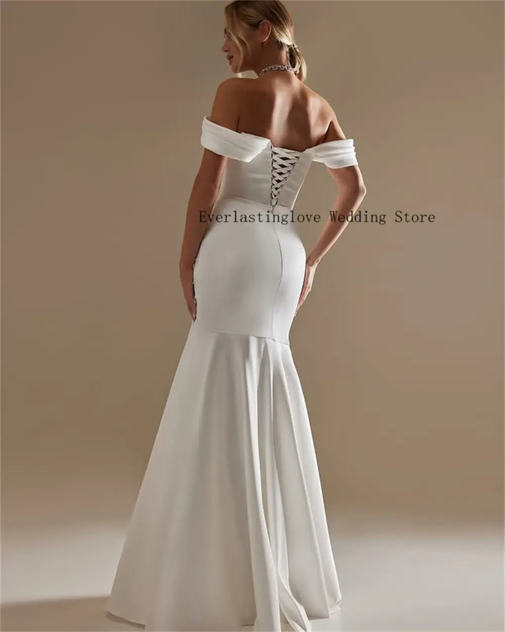 Simple Off The Shoulder Pleat Satin Mermaid Wedding Dresses Side Slit CUstom Made Bridal Grown 2026 Vestido De Noival