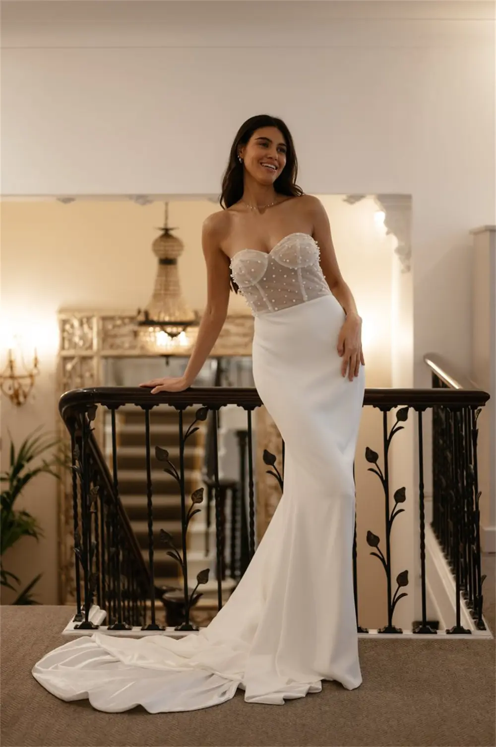 Charming Beaded Sweethart Mermaid Wedding Dresses Sweep Trian Custom Made 2025 Rode De Morrie