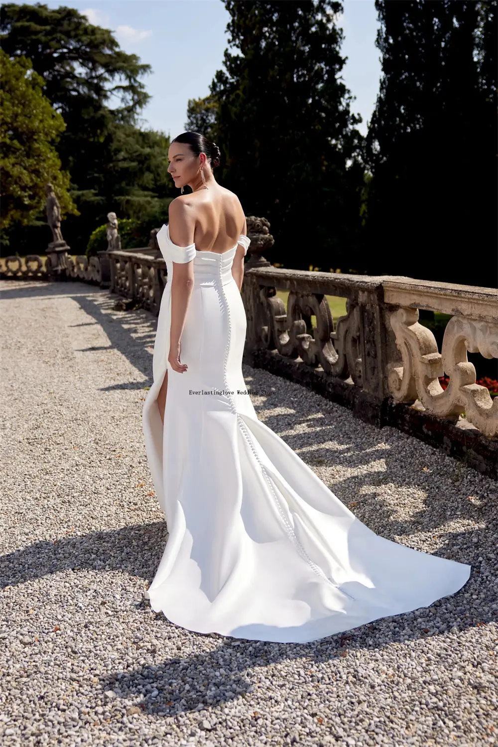 Elegant  Off The Shoudler Ruched V-neck Mermaid/Sheath  Wedding Dresses Side Slit Custom Made Bridal Grown 2025 Vestido De Noiva