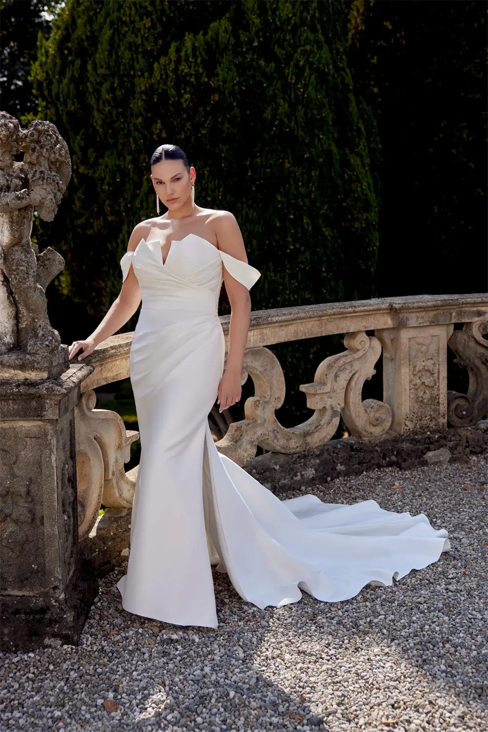 Elegant  Off The Shoudler Ruched V-neck Mermaid/Sheath  Wedding Dresses Side Slit Custom Made Bridal Grown 2025 Vestido De Noiva