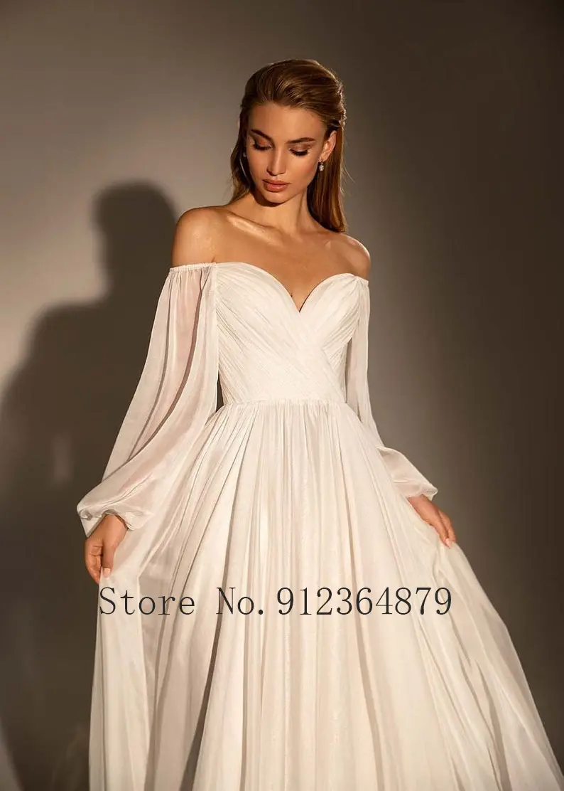 Robe de mariee Beach Wedding Dresses 2022 Puff Sleeves Flower Appliques Sweetheart A Line Tulle Bridal Gowns