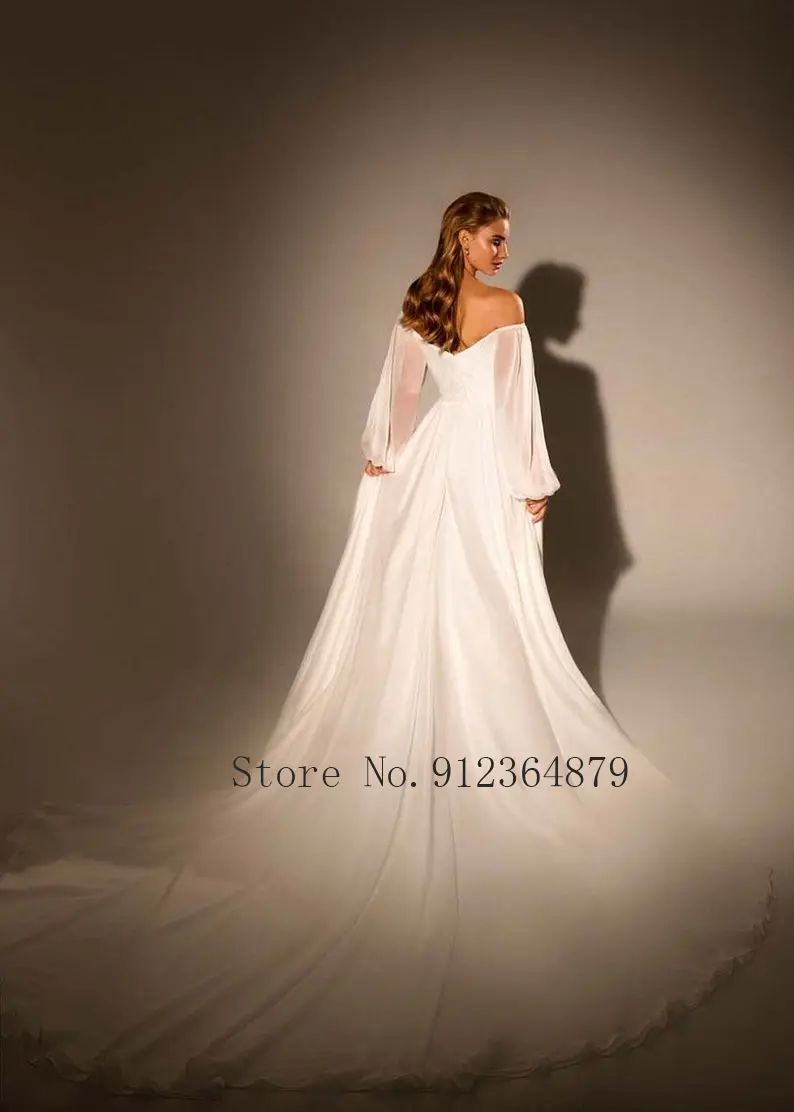 Robe de mariee Beach Wedding Dresses 2022 Puff Sleeves Flower Appliques Sweetheart A Line Tulle Bridal Gowns