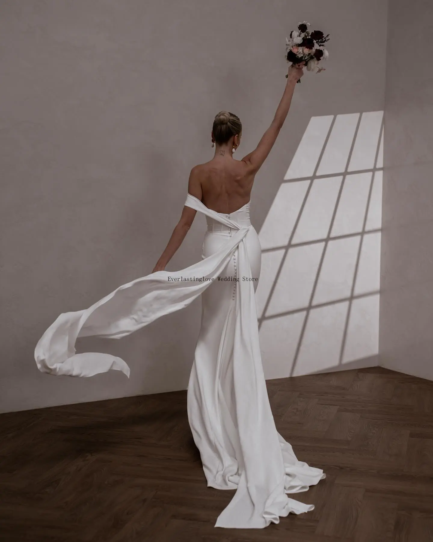 Modern One Shoulder Pleat Satin mermaid Weddding Dresses Long Rubbin Custom Made 2025 Vestido De Noival