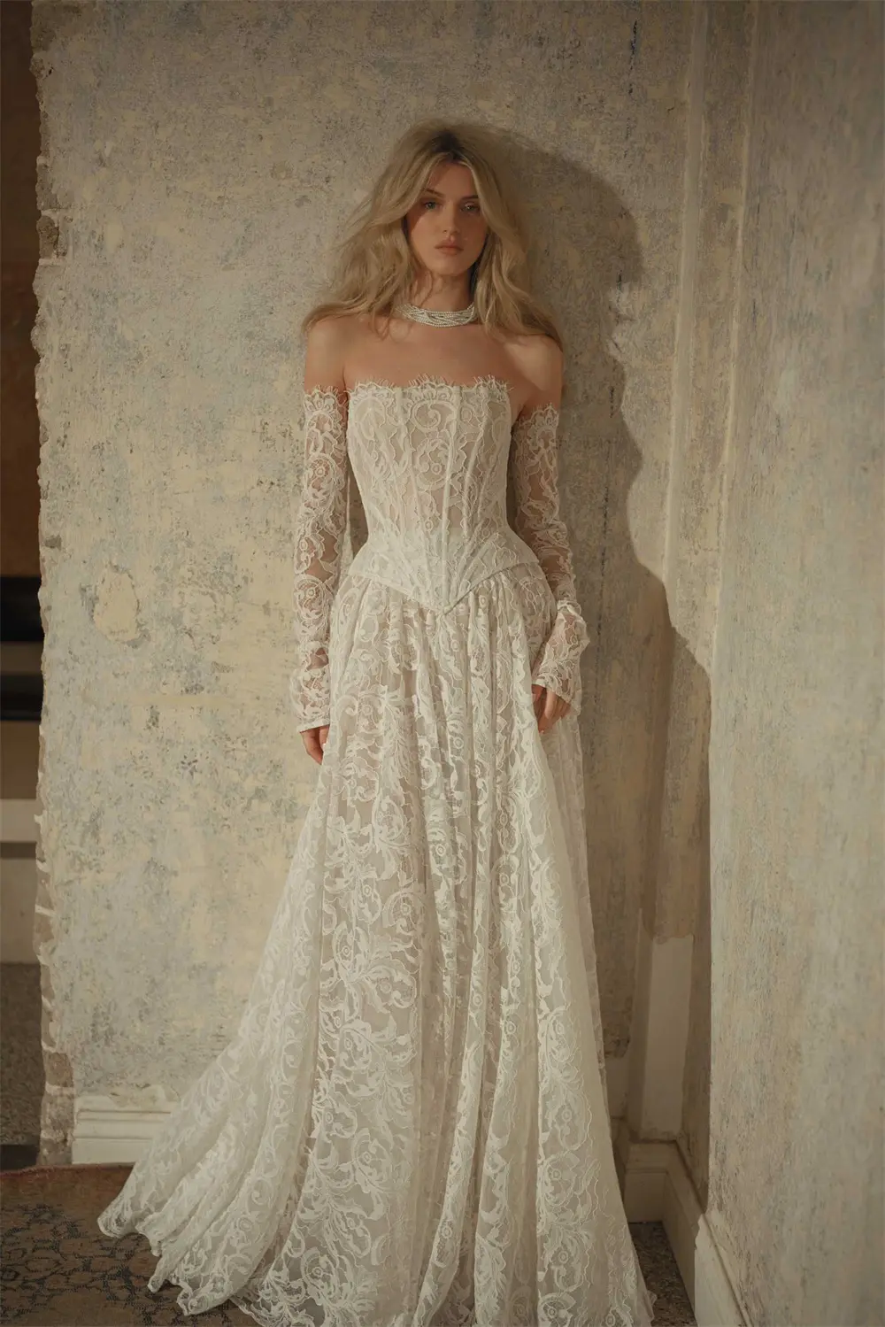 Popular Scoop Neck Full Lace Bridal Grown A Line Wedding Dresses Detachable Long Sleeves Custom Made 2026 Vestido De Noival
