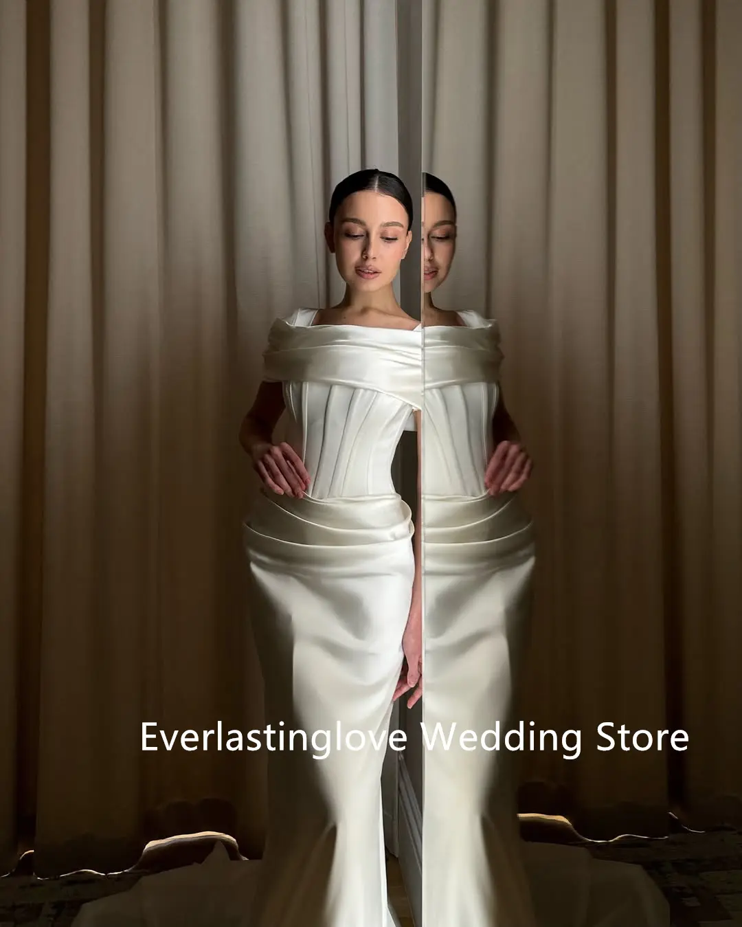 Unique Off The Shoulder Satin Sheath Wedding Dresses Custom Made Bridal Grown 2026 Vestido De Noival