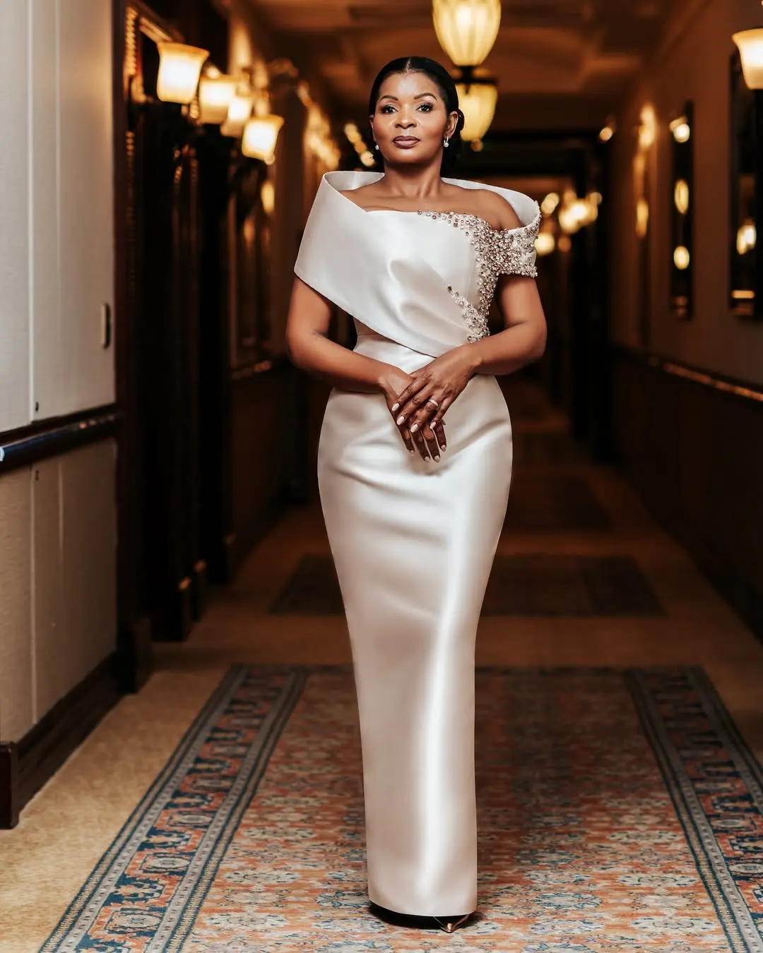 Sophisticated  Off the Shoulder Beaded Satin Sheath Wedding Dresses Custom Made 2026 Vestido De Noival