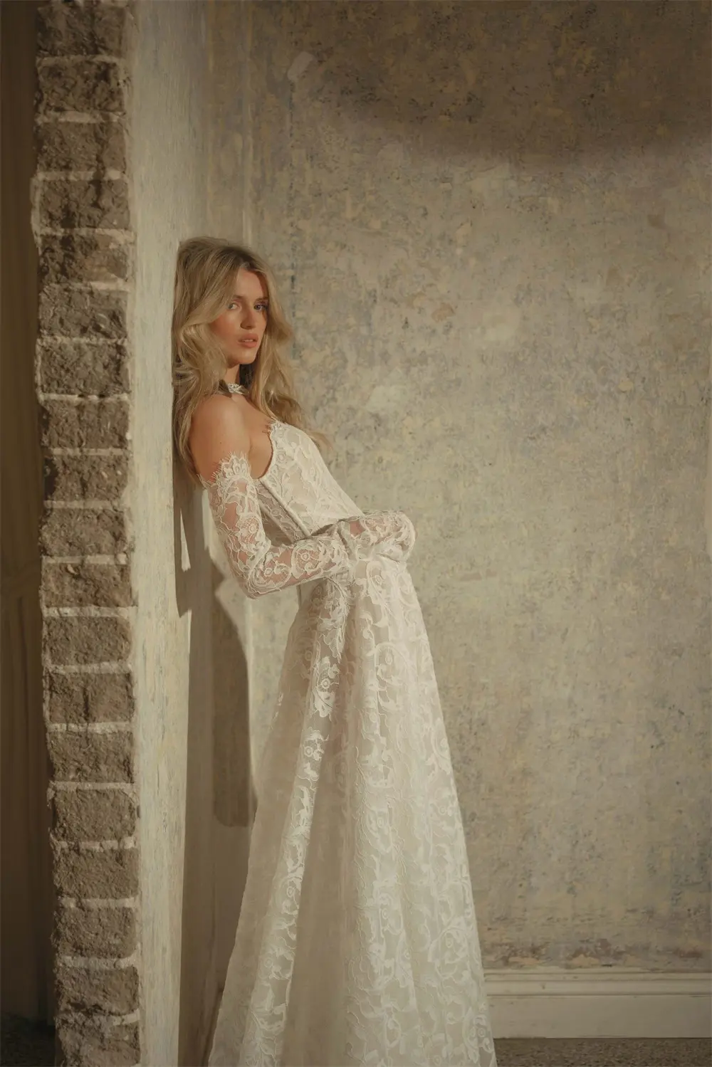 Popular Scoop Neck Full Lace Bridal Grown A Line Wedding Dresses Detachable Long Sleeves Custom Made 2026 Vestido De Noival