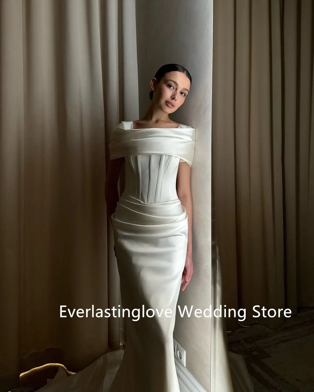 Unique Off The Shoulder Satin Sheath Wedding Dresses Custom Made Bridal Grown 2026 Vestido De Noival