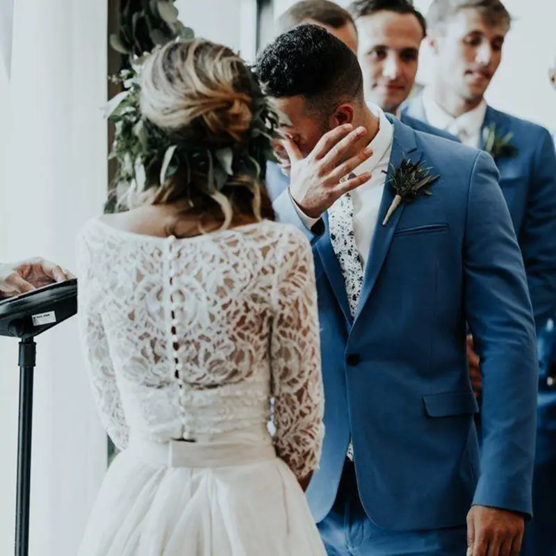 LORIE Boho Wedding Dress 3/4 Long Sleeve A Line White Ivory Chiffon Lace Princess Beach Bride Two Pieces Customized Wedding Gown