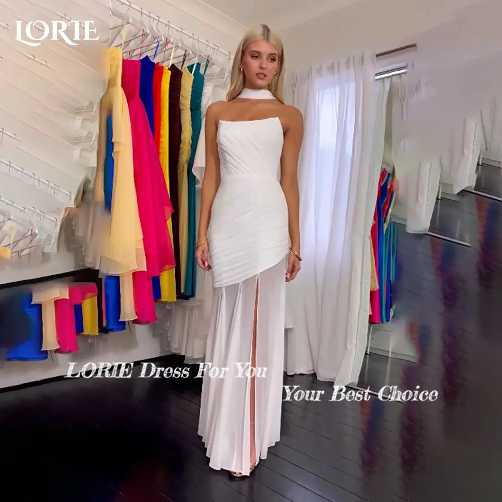 LORIE Slit Beach Wedding Dresses Strapless Pleats Mermaid Bride Gown Chiffon Bridal Dress vestidos de novia Customized No Golve