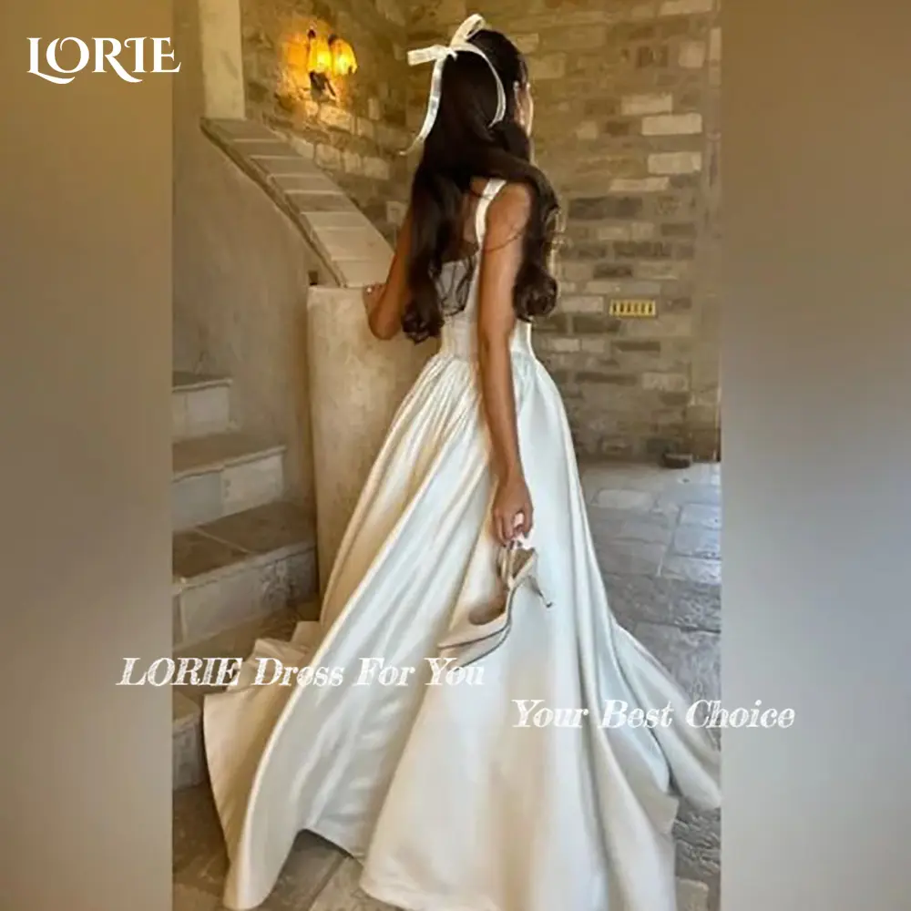 LORIE Spagetti Straps Wedding Dress Elegant Side Slit Square Neck A-LINE Bride Gown Customized Bride Dress vestidos de novia2026