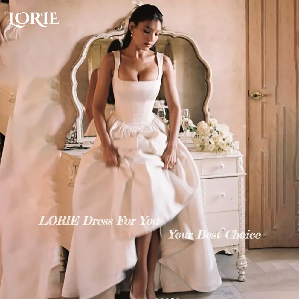 LORIE Spagetti Straps Wedding Dress Elegant Side Slit Square Neck A-LINE Bride Gown Customized Bride Dress vestidos de novia2026