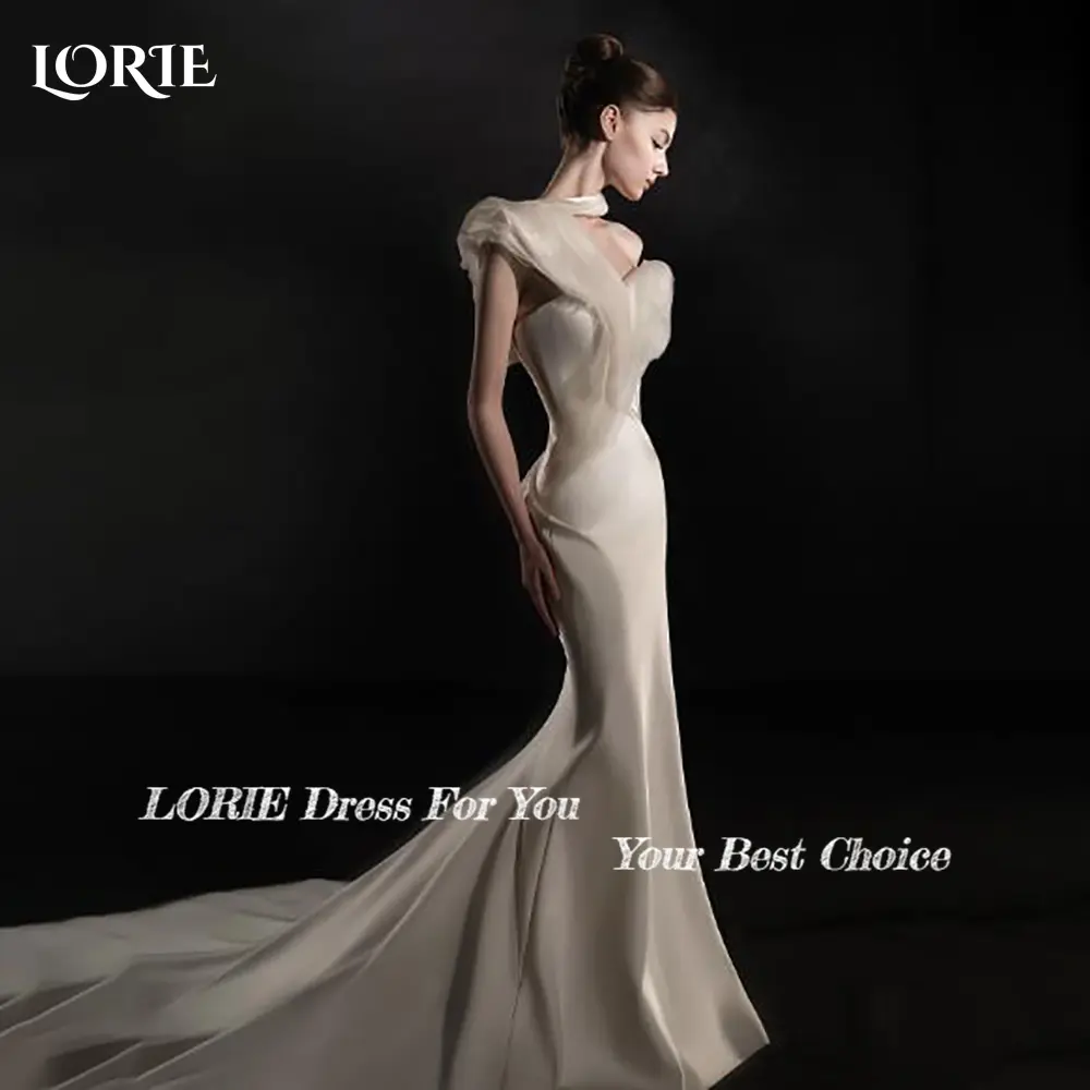 LORIE Shiny Satin Wedding Dress Elegant Bobycon Mermaid Bride Gowns Customized Bride Dress Off Shoulder Bride vestidos de novia