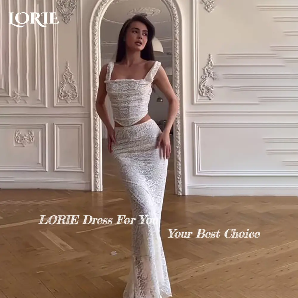 LORIE Graceful Lace Beach Wedding Dresses 3D Floral Appliqued Two Pieces Mermaid Bridal Gown Bobycon vestido de novia Customized