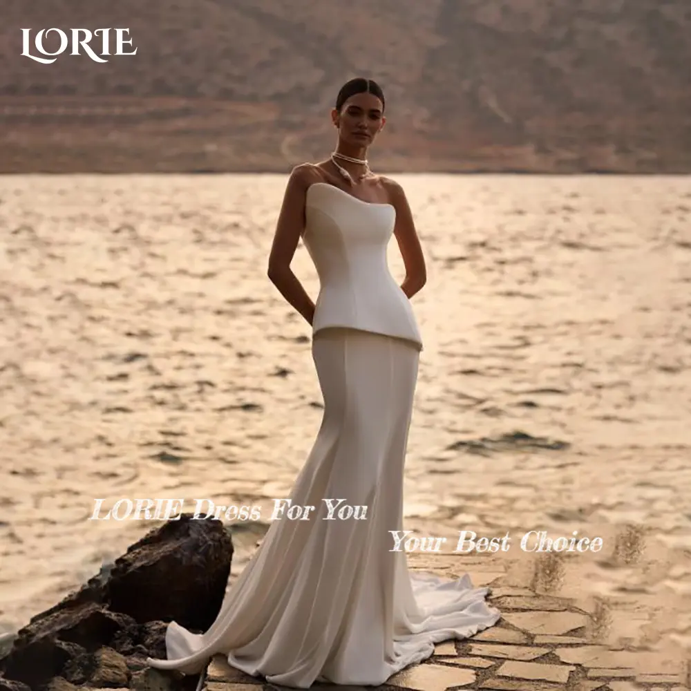 LORIE Lace Wedding Dress Sweetheart Corset A-line Bride Gown Strapless Customized Appiques Corset Bride Dress vestidos de novia