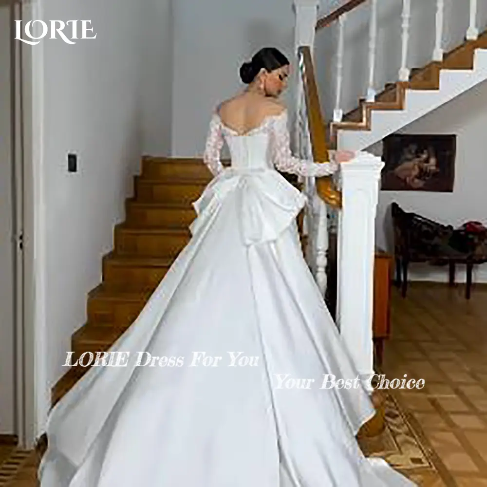 LORIE Lace Applique Wedding Dresses Spaghetti Straps Corset Bridal Gown Sweep Train Backless Princess Bride Gown Customized